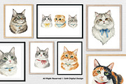 15 Bundle Watercolor Cats Face Flufy, an Animal Illustration by Morspective (Thumbnail 4 of 8)