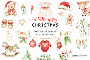 Watercolor Baby Christmas Clothes