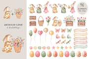 Happy Easter watercolor clipart, an Animal Illustration by BrushArtDesigns (Thumbnail 2 of 5)