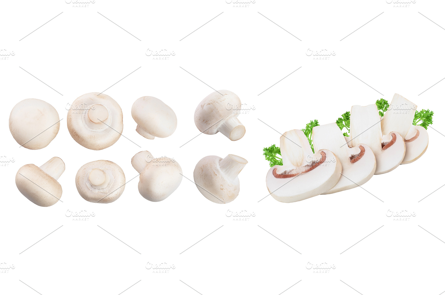 Fresh mushroom champignon isolated, a Food & Drink Photo by NataPhoto