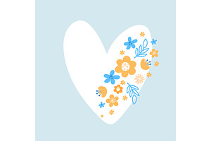 Vector heart of Ukraine with flowers