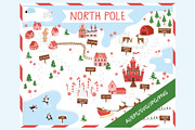 North Pole Christmas Map and Clipart, an Illustration by Milota (Thumbnail 1 of 3)