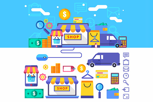 Online shopping vector collection