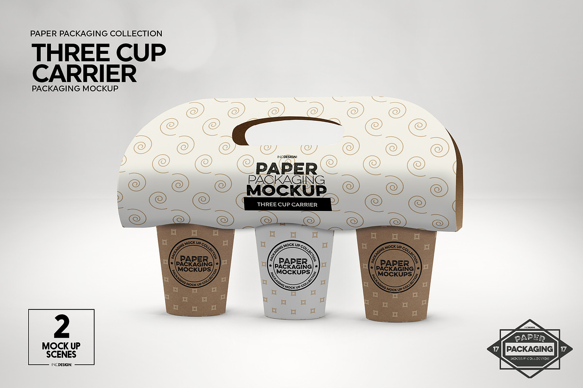 Three Cup Paper Carrier Mockup, a Cups & Container Mockup by INCDesign (Photo 11 of 12)