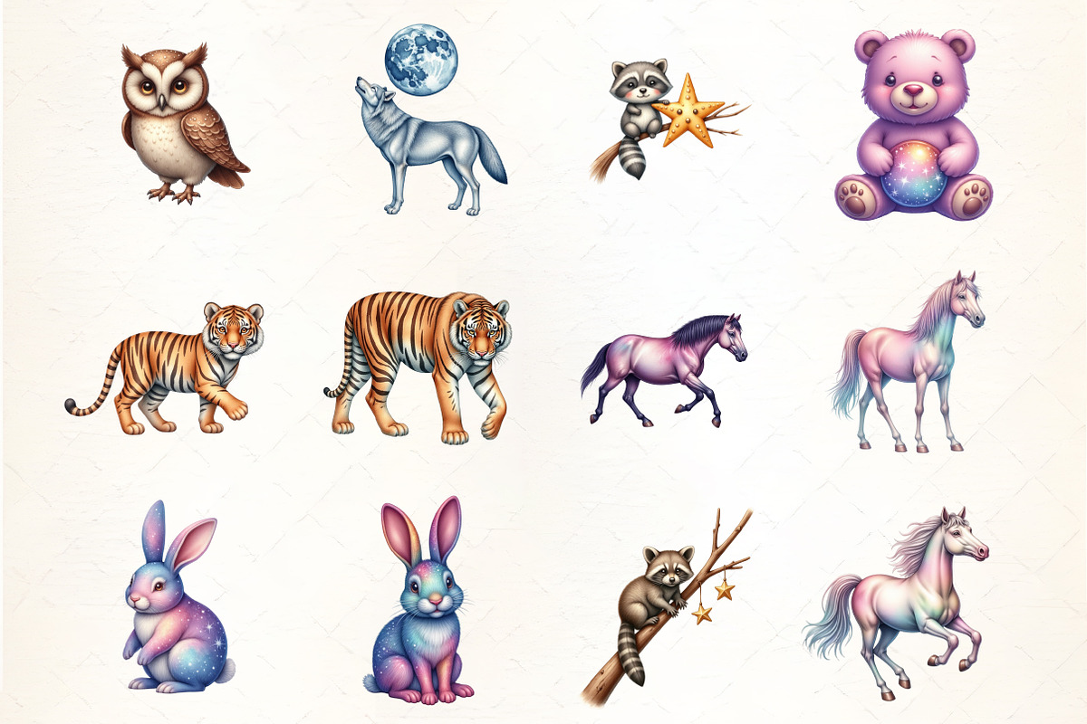 Watercolor Starry Galaxy Animals Cli, an Illustration by CrexoraLab (Photo 5 of 5)