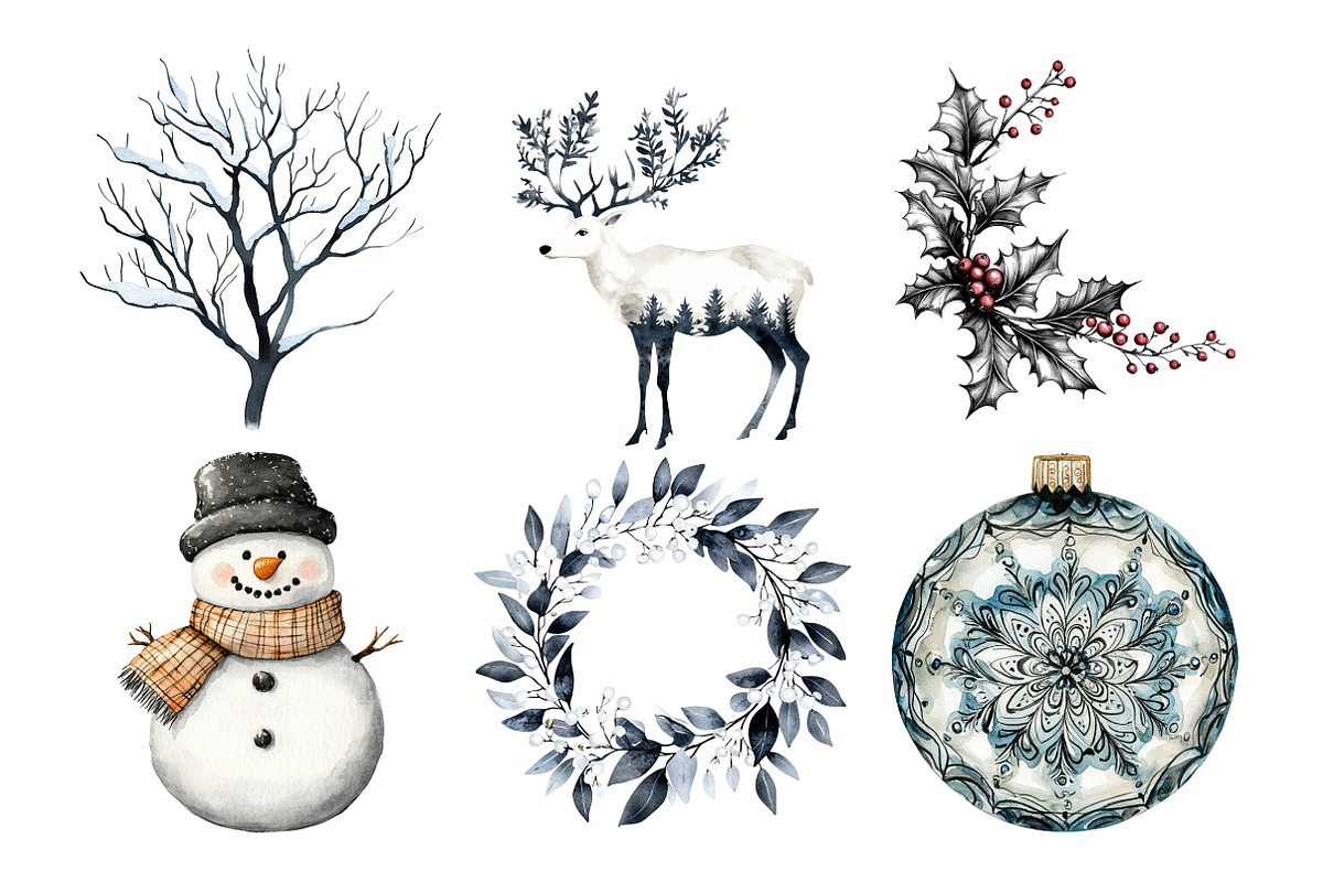 Black and White Christmas Clipart, an Illustration by Daily.Designs (Photo 3 of 5)
