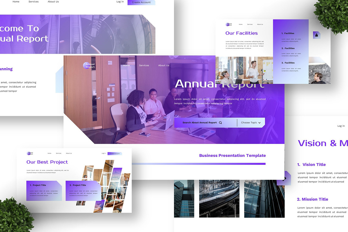 Annual Report - Business Powerpoint preview 6