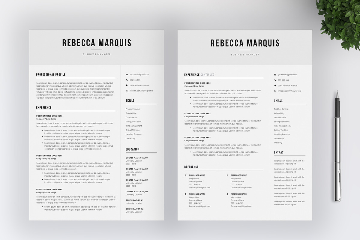 Resume Template / 4 Pages, a Resume Template by SalientResume
