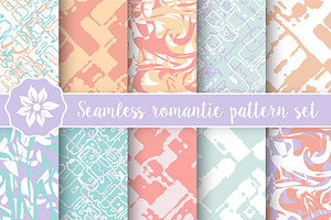 Set of seamless romantic patterns, a Pattern Graphic by AlexZeL