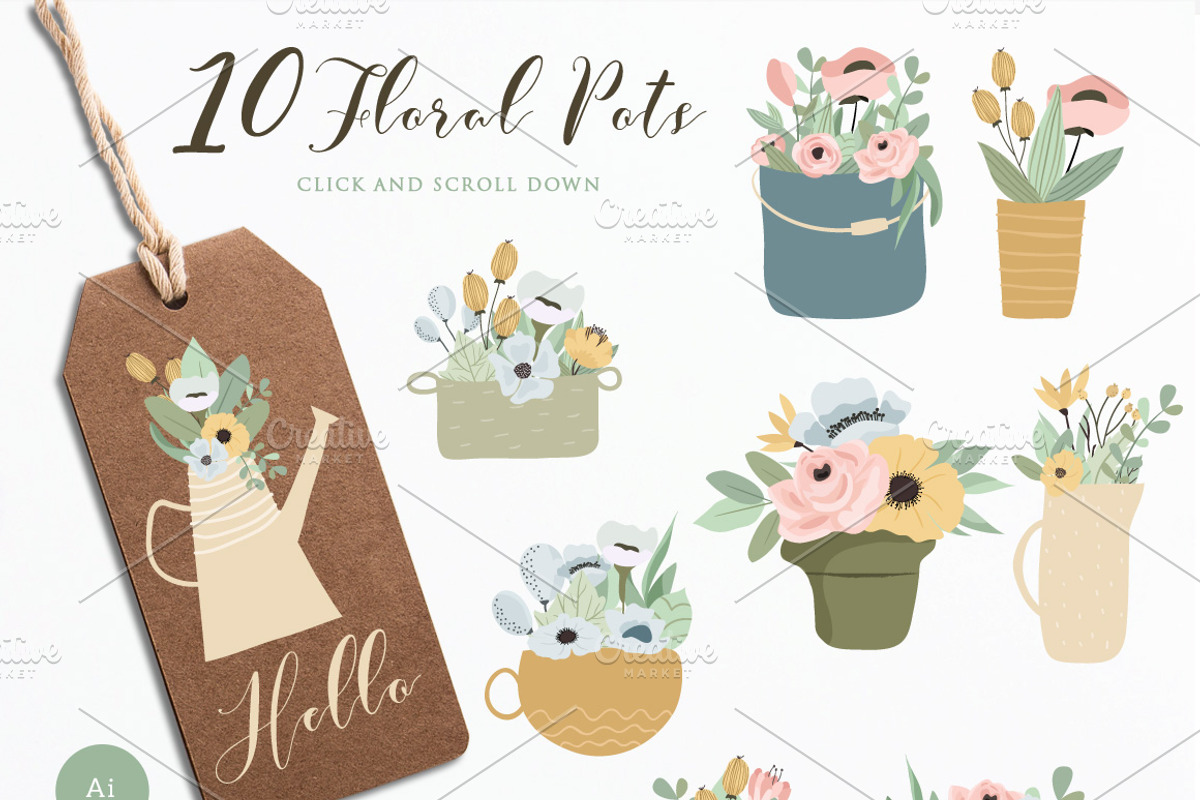 Little Garden - Floral Vector Set, a Background Graphic by wulano (Photo 7 of 9)