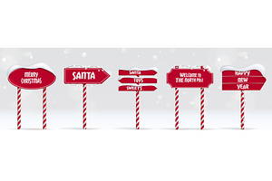 Christmas arrow sign posts set, an Object Illustration by art PVP - market