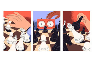 Chess game cards, posters set, a Person Illustration by PaperTrident