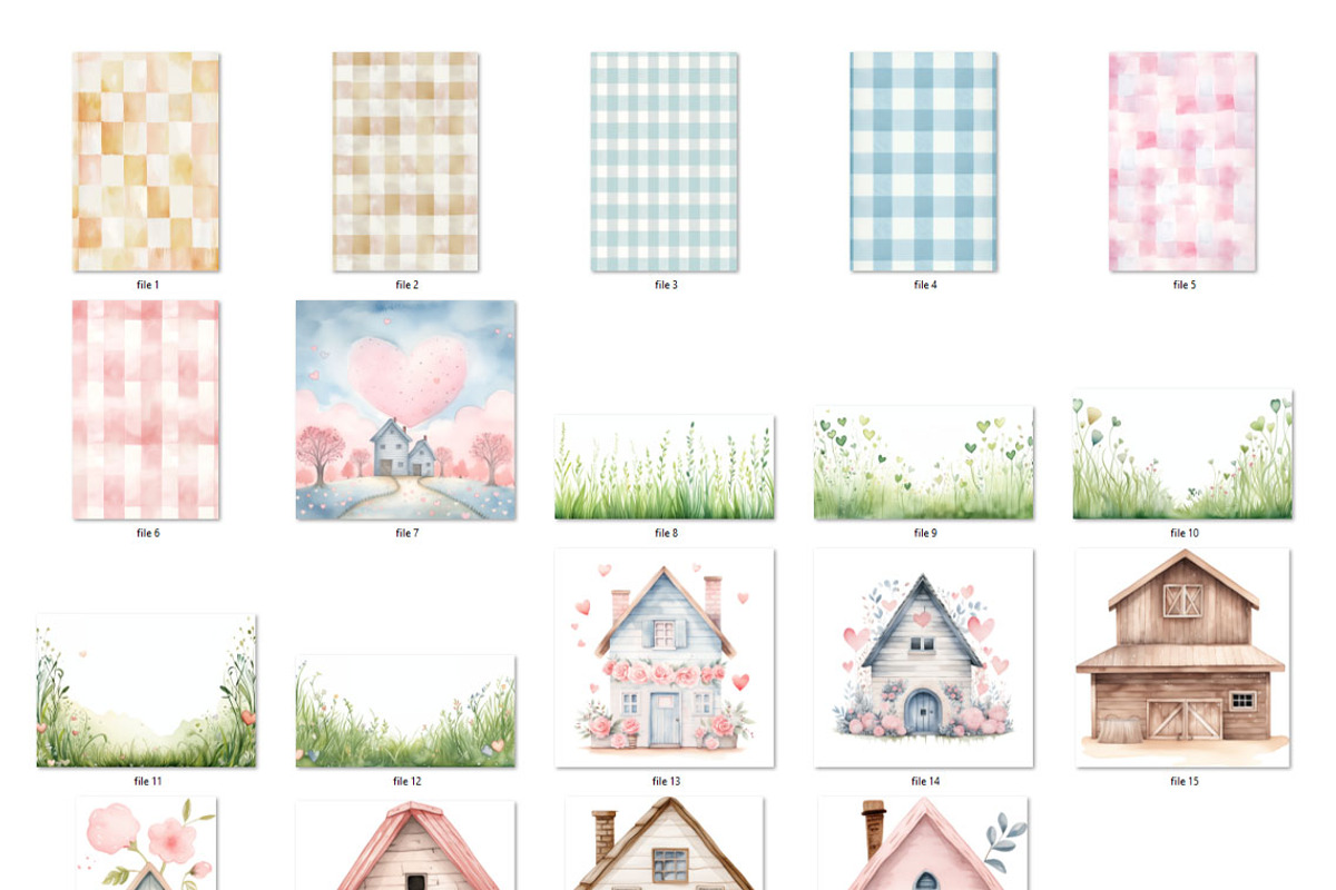 Valentine farm clipart watercolor, an Object Graphic by MyLittleMeow (Photo 4 of 9)