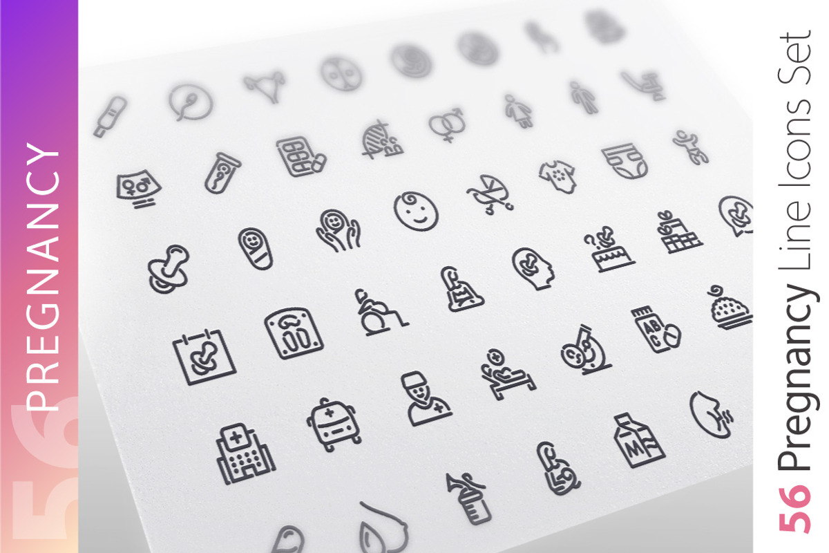 Pregnancy Line Icons Set, an Outline Icon by Voysla's Shop (Photo 1 of 4)