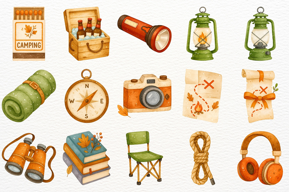 Fall Camping Clipart Woodland Animal, a Seasonal Illustration by SugarCloudStudioArt (Photo 8 of 10)