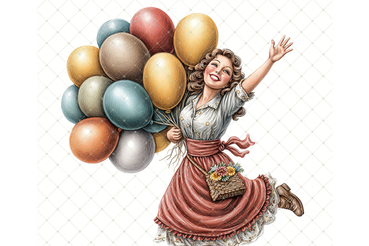 Balloon girl Clipart JPG, a Person Illustration by Memories By Lea (Photo 10 of 18)