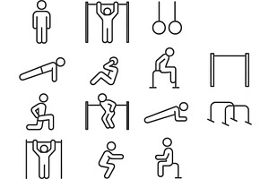 Fitness line icons representing, an Object Illustration by ZinetroN