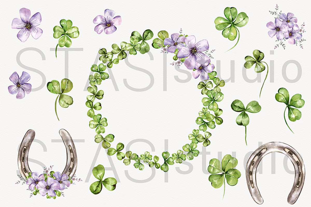 Four Leaf Watercoulor Clover, a Decorative Illustration by STASIstudio (Photo 3 of 3)