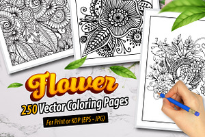 250 Vector Flower Coloring Pages