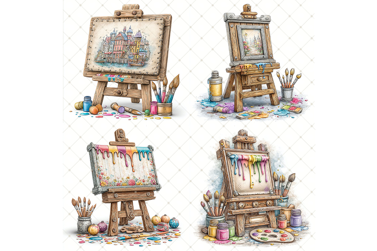 Canvas on Wooden Easel Clipart JPG, an Illustration by Memories By Lea (Photo 4 of 19)