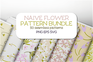 Naive Flower Pattern Bundle, a Pattern Graphic by Bonfloret Studio