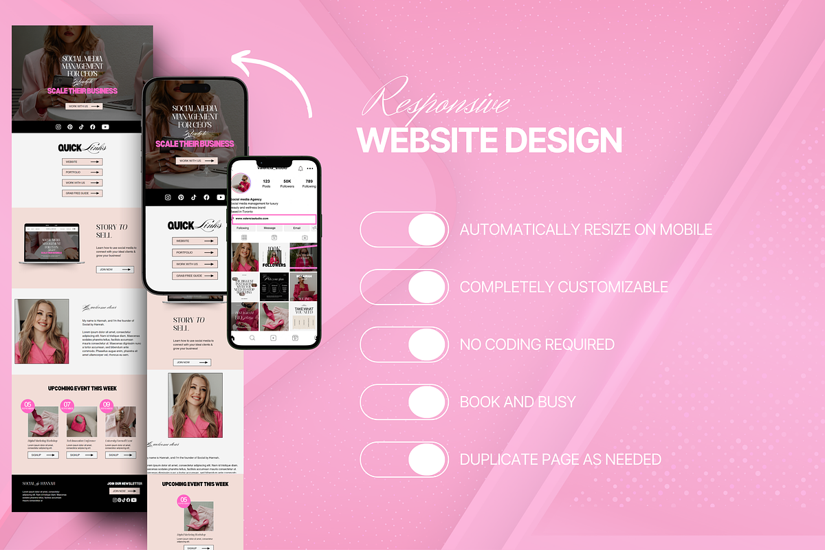 Luxury Link in bio website template, a Landing Page Template by My Template Studio (Photo 6 of 12)