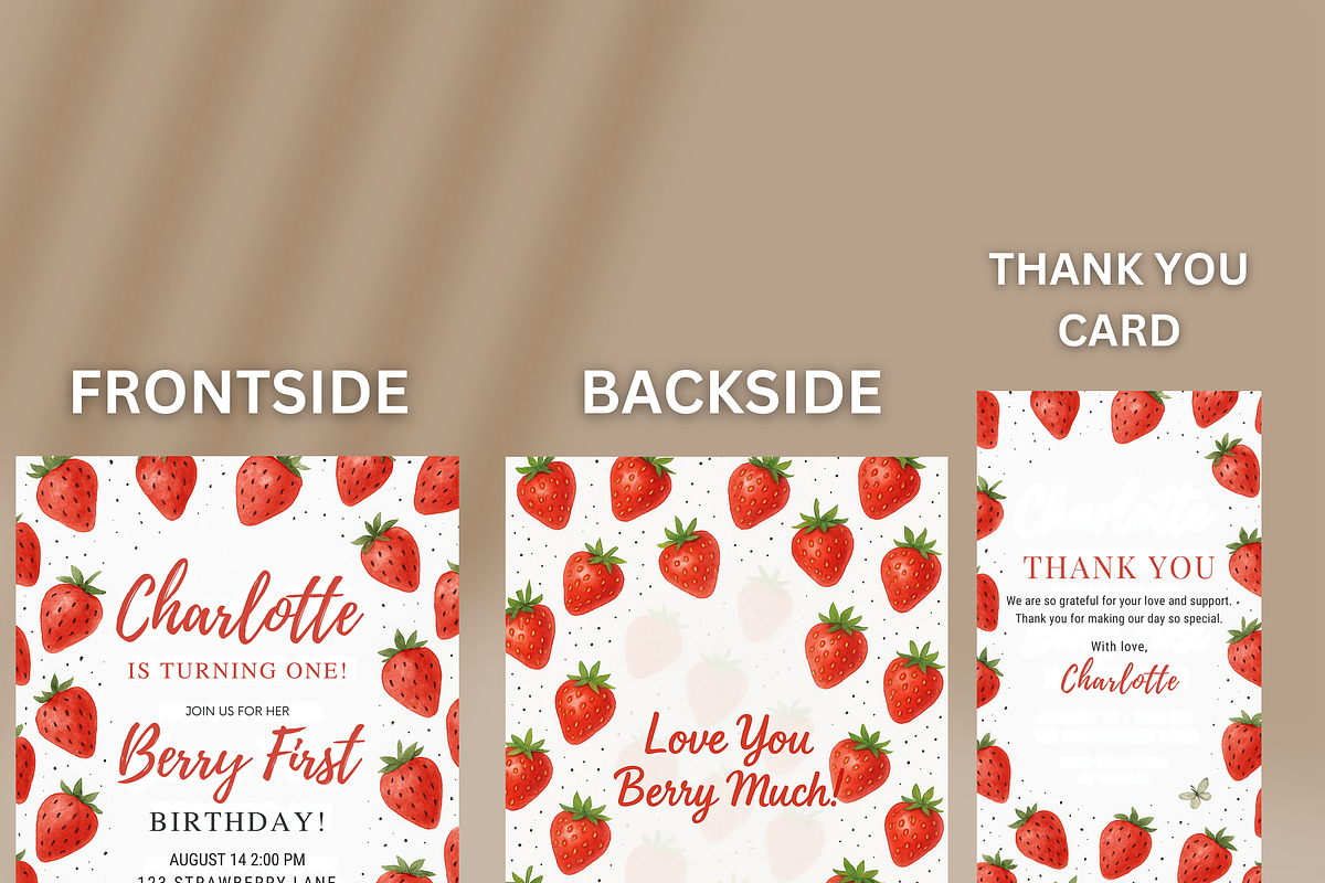 Berry First Birthday Invitation, a Card Template by Shinehoon (Photo 2 of 5)