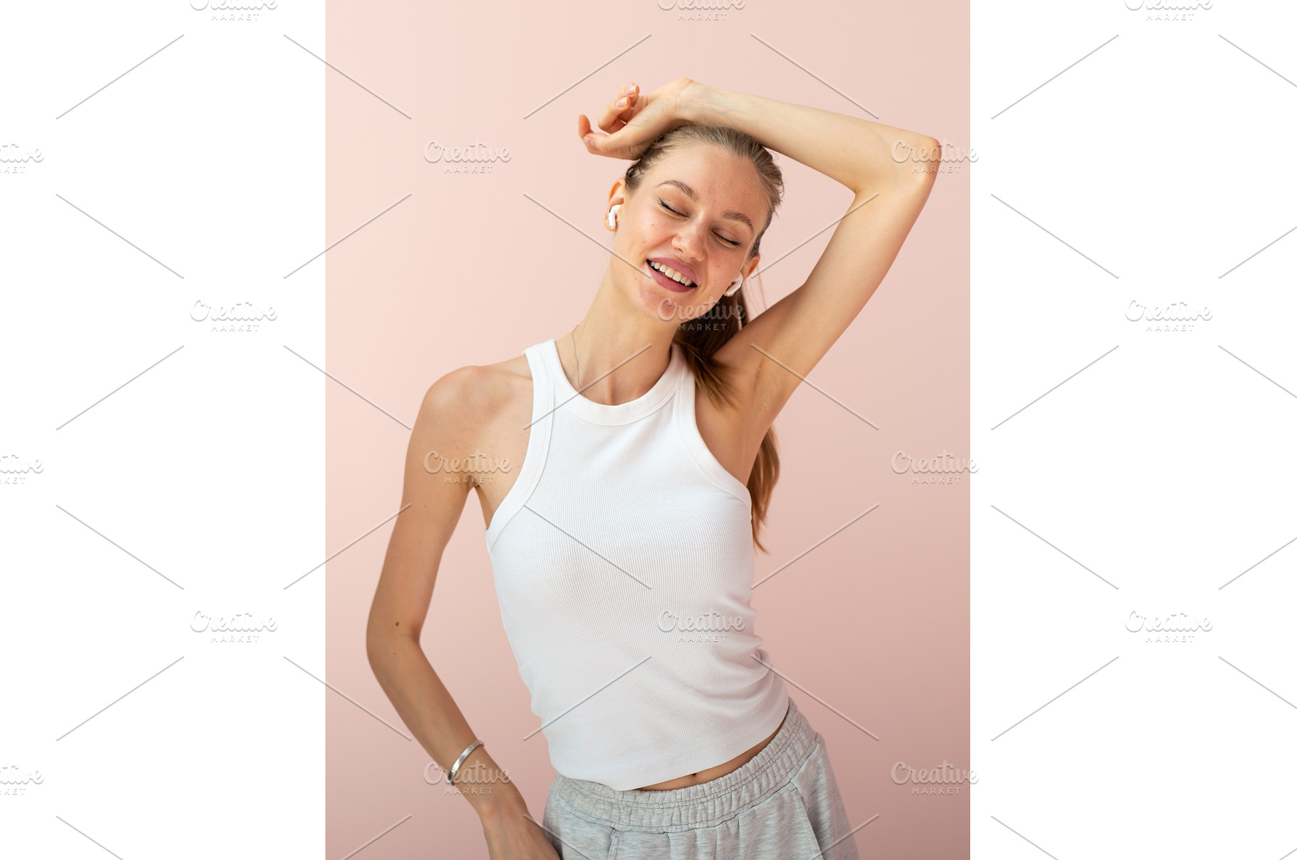 Young woman listening to music, a Person Photo by undrey