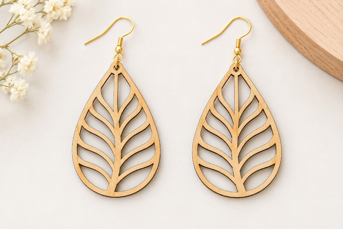 Leaf Vein Teardrop Earrings SVG, an Object Graphic by Canvas Craft (Photo 3 of 4)
