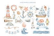 Watercolor nautical clipart, an Illustration by AquarelleSpace (Thumbnail 2 of 5)