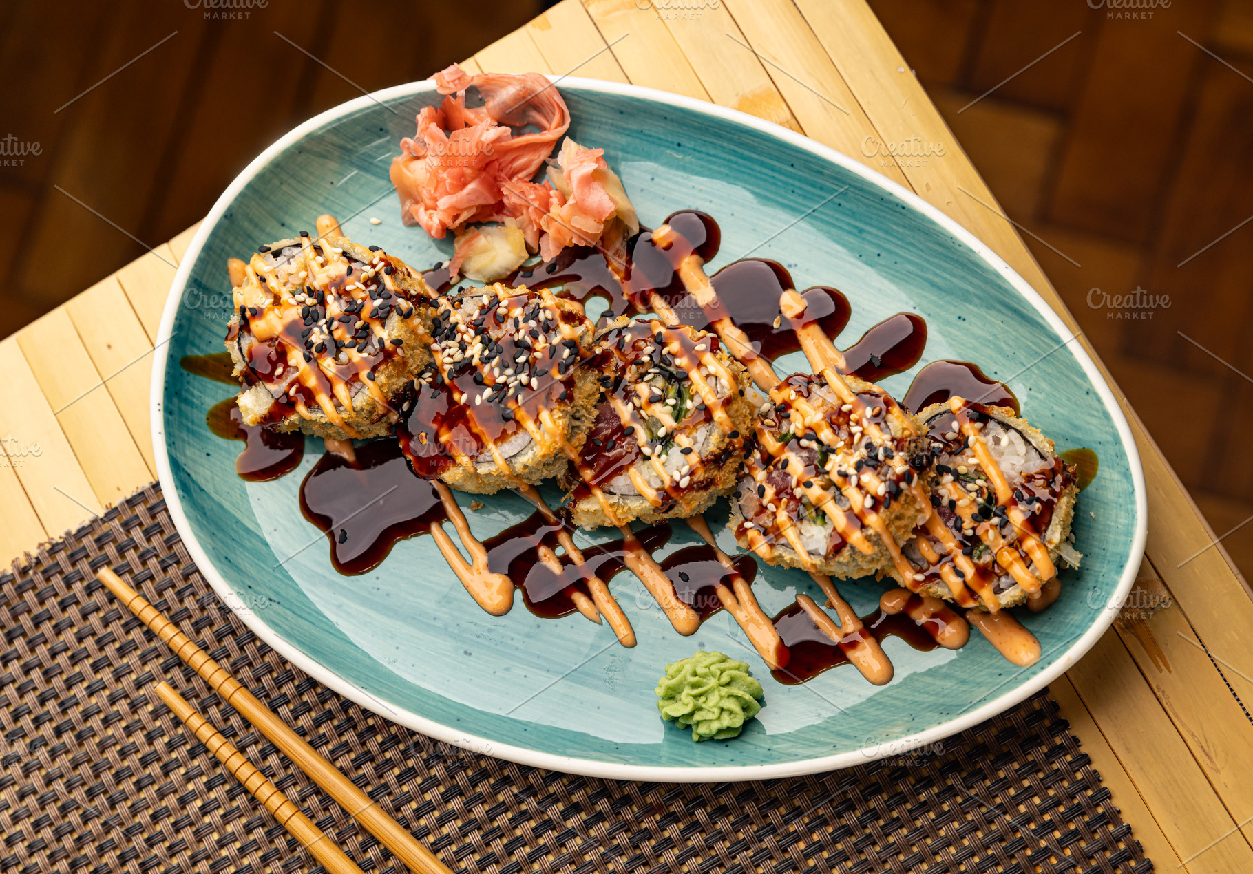 Tempura maki sushi roll, a Photo by Grafvision photography