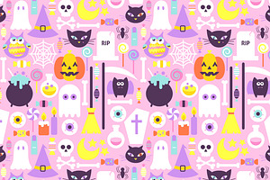 Halloween Pastel Seamless Patterns