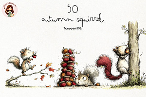 Whimsical Autumn Squirrel Clipart