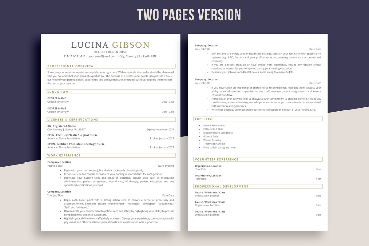 ATS Nurse Resume Template for word, a Resume Template by aivos (Photo 3 of 7)