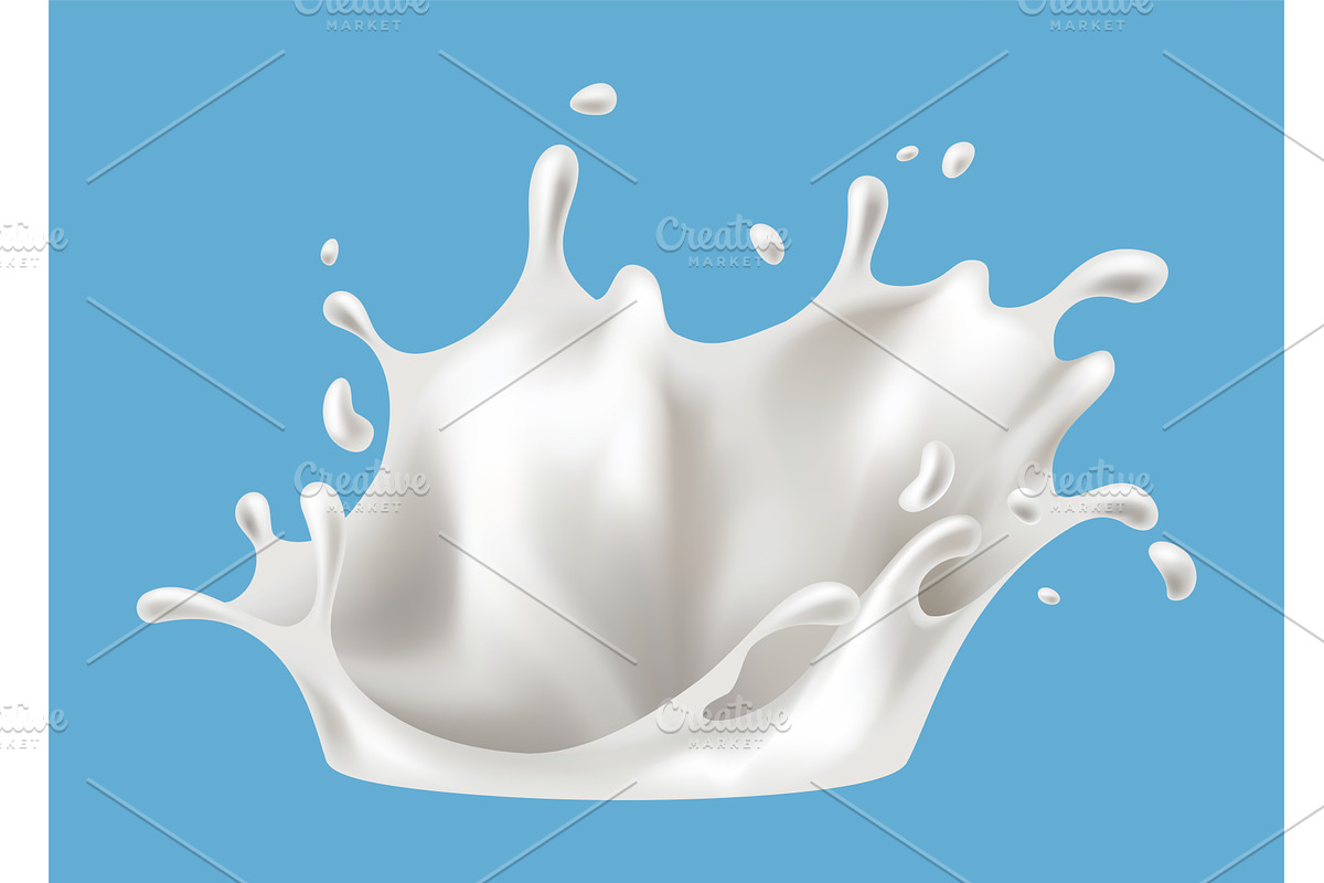 Realistic milk splash vector, a Food Illustration by the8monkey