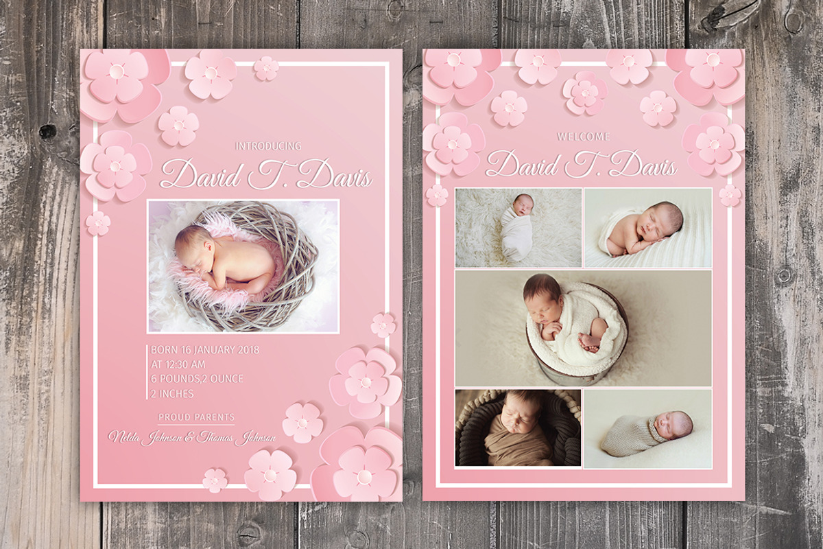 Birth Announcement Template, a Card Template by Madhabi Studio (Photo 1 of 2)