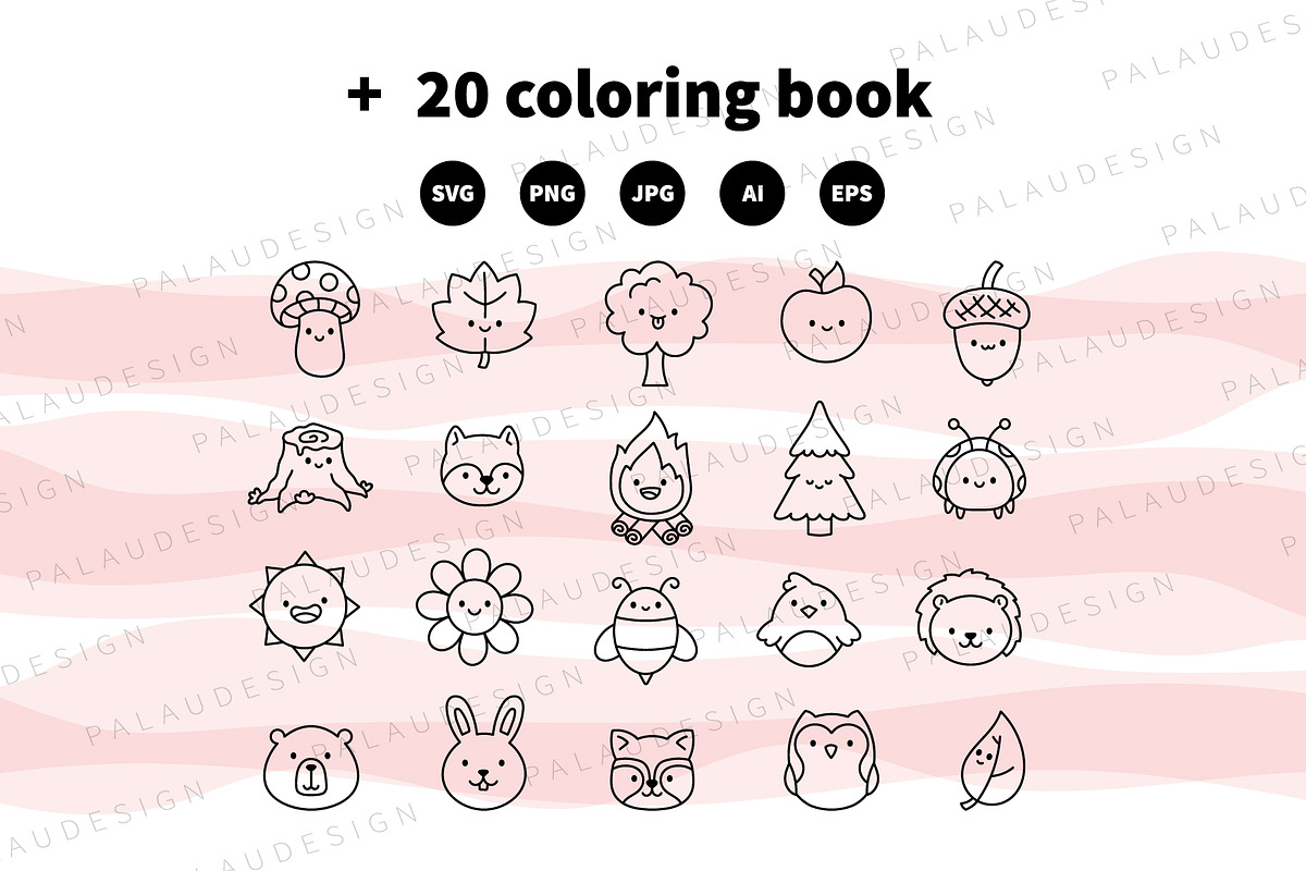Cute Forest Characters Outline, a Seasonal Illustration by Palau (Photo 11 of 12)