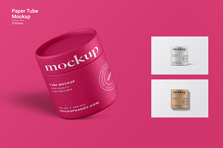 Small Paper Tube Packaging Mockup