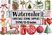 Christmas Sewing Supplies, an Illustration by Design Market (Thumbnail 1 of 3)