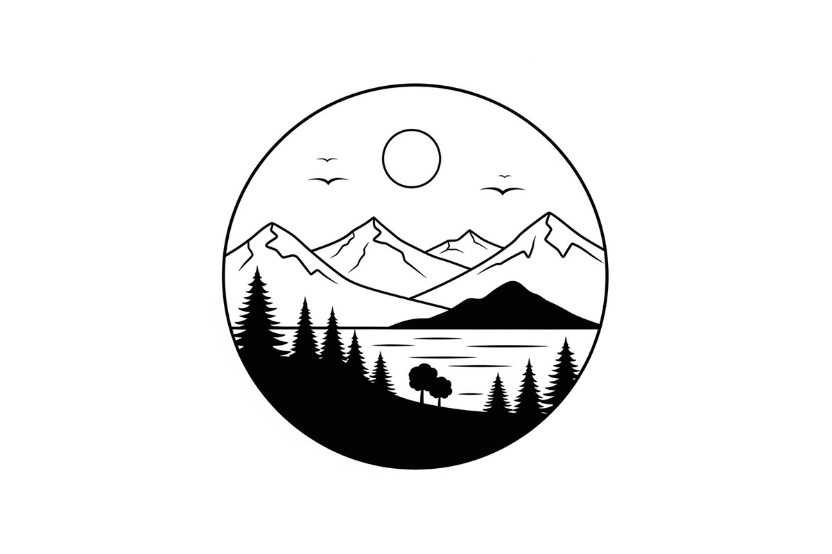 Circular Nature Landscape Silhouette, an Illustration by yasushie (Photo 11 of 51)