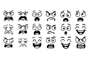 Cartoon face expressions icons, an Illustration by Lemberg Vector