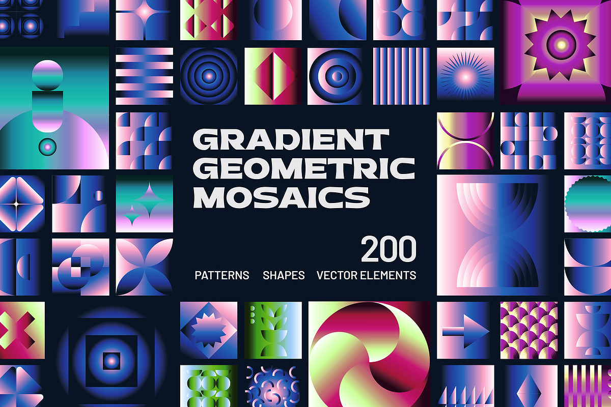 200 Gradient Geometric Shapes, an Object Graphic by assetpro.design (Photo 1 of 14)