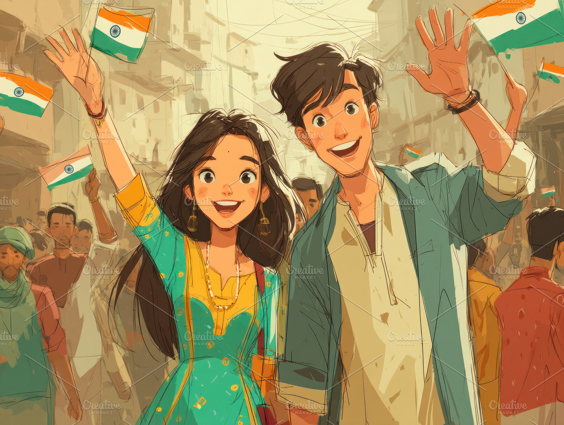 Indian elderly couple with Indian flag on street, a Photo by Pictures for you!!!!!!!!!