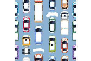 Winter cars and trucks top view, a Pattern Graphic by Yayasya