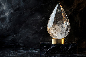 Crystal teardrop on golden pedestal, a Photo by Pavel_design
