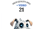 Robotic Puppy Clipart Set, a Decorative Illustration by Pati Charm Studio (Thumbnail 1 of 8)
