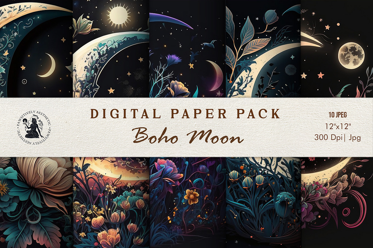 Celestial Boho Moon, a Background Graphic by Pawsitively Aesthetic (Photo 1 of 4)