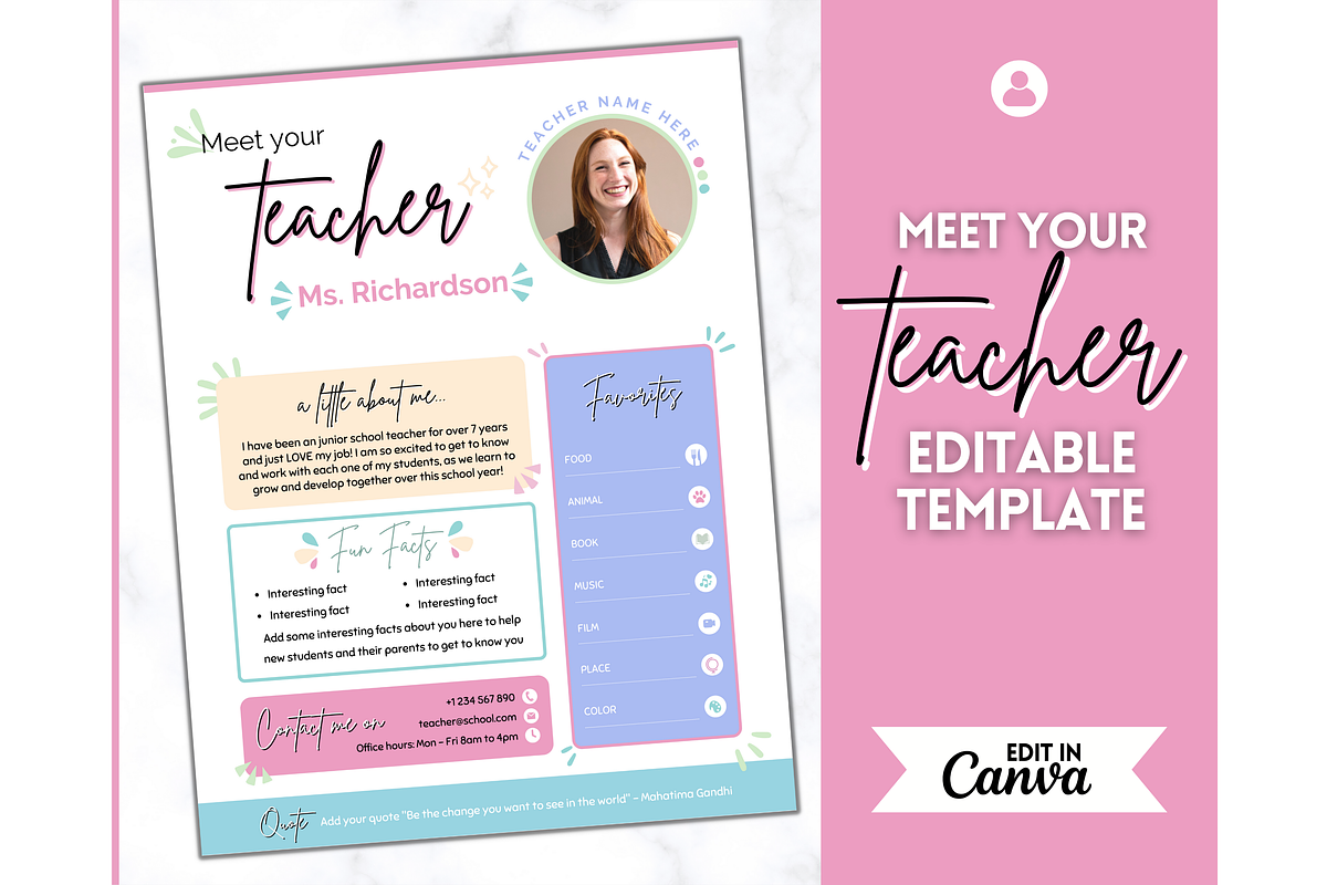 Meet the Teacher Template - Canva, a Templates & Theme by Templatables (Photo 1 of 8)