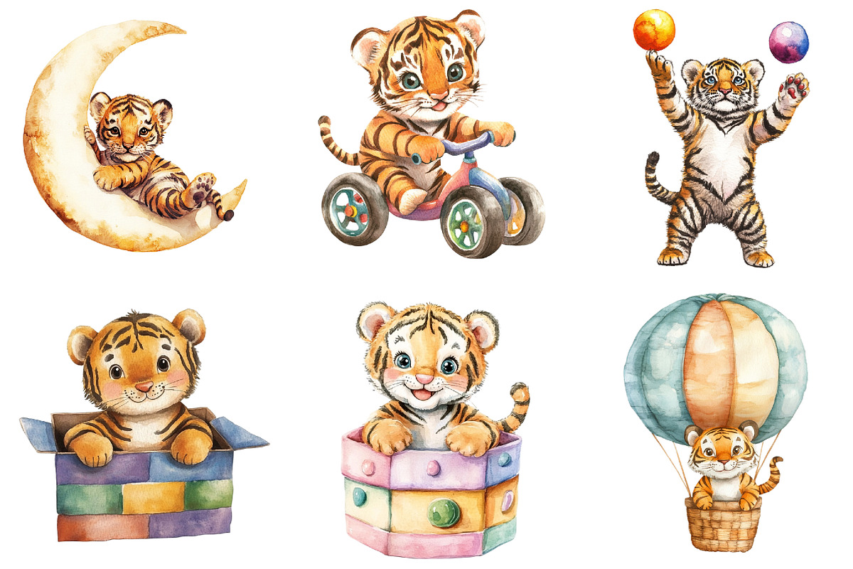Playful Tiger Clipart Bundle, an Illustration by Pixels.Craft (Photo 7 of 9)