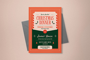 Pink Christmas Dinner Invitation